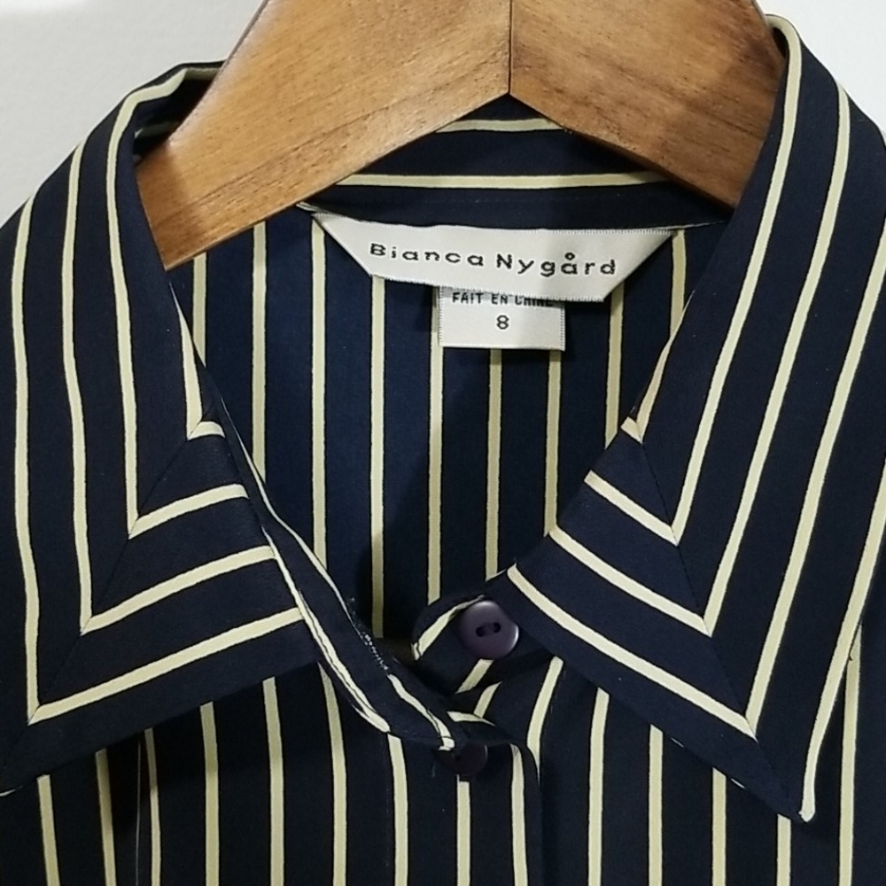 Bianca Nygard Women's Blouse Stripped Button Down Long Sleeve - Picture 2 of 4
